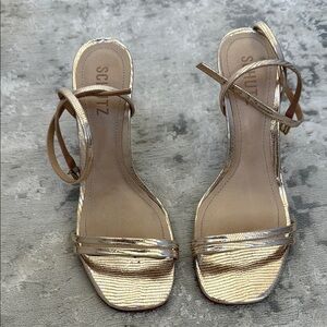 Schutz Gold Strappy Sandals for Women